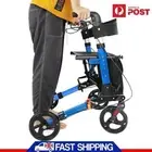 Folding Rollator Walker Aluminium Walking Frame Mobility Aid Lightweight 4Wheels