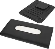 Luxshiny 1Set Car Tissue Holder Visor Leather Tissue Case with Card Slot and Eyeglasses Clip Multi Purpose Napkin Holder for Sun Visors Durable and Moisture Absorbent Design