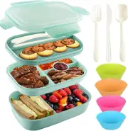 Stackable Bento Box Adult Lunch Box,3Layers Lunch Containers with Compartment...