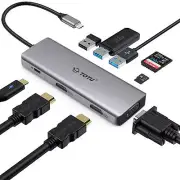 Docking Station, USB C Hub, 9 in 1 Triple Display Docking Station with Collag...