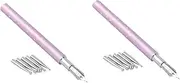 Healeved 2 Sets Colored Pen Tweezer Nails Nail Palette Accessories Tips Glue Fake Wearable Pedicure Nail Tools Stickers Mini Grinder Manicure Pet Portable Stamper Gel Pink Metal
