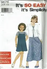 Simplicity Sewing Pattern 9676 Jumper Dress Headband Cardigan Girls Sz 7-16