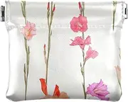 [FRODOTGV] Red Purple Flowers Women's Leather Coin Purse Wallet Portable Card Holder for Women Boys Girls, Red Purple Flowers, 4.33"(L) x 3.74"(W) x 0.39"(H), Classic