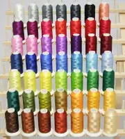 LARGE 50 CONES MACHINE EMBROIDERY THREAD +RACK + PREWOUND BOBBIN KIT JANOME