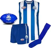 [North Melbourne Kangaroos] Junior Youths Kids AFL Auskick Jumper Guernsey Jersey Shorts Socks Playing Pack with Football