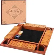 TooyBing 1-4 Players Shut The Box Game, Wooden Table Board Dice Game with 16 Dice for Kids Adults, Classic Tabletop Math Game for Pub Classroon Party, Gift Packaging for Christmas Birthdays
