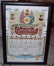 AIF COLOUR PATCH POSTER - WW1 AUSTRALIAN ARMY LARGE CHART GREAT WAR