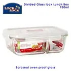 Lock & Lock Divided Glass lock Lunch Box Rectangular, Boroseal oven proof glass
