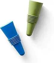 Rabbit Wine and Beverage Bottle Stoppers with Grip Top (Blue, Set of 2)