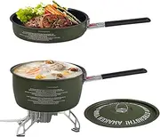 Camping Pot Set | Camping Frying Pans for Cooking | Stewing Frying Outdoor Compact Tools for Survival Backpacking Hiking Hunting RV Beach Trip Couples