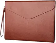 [SLEDEZ] Leather File Folder Women's Large Capacity Briefcase Contract Bill Storage Bag(Brown,Style 2)