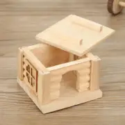 Hamster Flat-topped Lodge Small Animal Bed House Mouse Hut Wooden Cabin