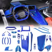 Blue Carbon Fiber Interior Cantrel Control Trim Cover For Corvette C8 2020-23