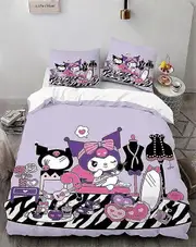 o1540 Cartoo-n Bunn-y 3-Piece Bed- Set Warm- and- Comfort Kawaii Bedd-ing Set C-ute Soft Microfib-er Bedc-loths for -Boys Girls Kids (1 Duvet Cover -&