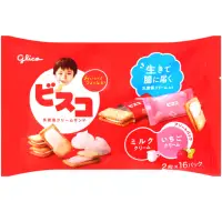 在飛比找momo購物網優惠-【Glico 格力高】草莓牛奶風味雙味夾心餅乾(137.6g