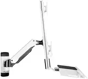 Adjustable Arm Desk Mount White Wall-Mounted Single Arm Dual Monitor Bracket for Screen 15-27 Inches with Keyboard and Mouse Tray Engineering Tray Monitor Arm Desk Mount