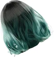 MERRYHAPY 1pc Fashion Curly Wig with Straight Bangs Chic Gradient Hairpiece for Parties and Cosplay Lightweight Bouncy Handmade Synthetic Hair Accessory