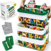Stackable Toy Storage Organizer Bin for Lego, 12.4 x 9.4 x 13.3, Green