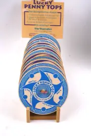 Vintage 1994 The Toy Crafter Wooden Lucky Penny Tops Hypnotic Optical Illusion