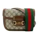 【GUCCI 古馳】1955馬銜扣GG logo迷你斜背包(658574-烏木)