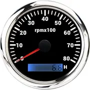 ALAGPNPMZH AD 85MM Tachometer with LCD Hour Meter for Marine Boat Car RPM Gauge 0-3000 4000 8000 RPM Meter Tach Sensor 7Colors Backlight Speedometer(BS 8000RPM)