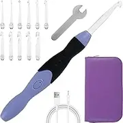 Light Up Crochet Hook Set - 11 Sizes With Interchangeable Heads 2.5 mm to 8 mm, USB Rechargeable LED Hooks With Ergonomic Grip Handles for DIY Crocheting and Knitting