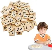MetalNuts Scrabble Letters for Crafts – 500 Pcs Wooden Scrabble Letter Tiles, A-Z Alphabet Tiles for DIY Crafts, Alphabet Recognition Blocks for Making Coasters, Spelling Games & Personalized Gifts