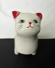 Ceramic Smiling Cat Planter Kitchen Sponge Holder Trinket Whiskers 7” Long Kitty