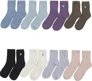 [UIVXXUD] 8 Pairs Women's Novelty Fuzzy Socks Cute Heart Shaped Warm Socks，Cozy and Versatile, Multicolor, One Size