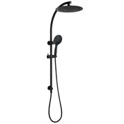 Matt Black Round 2in1 8/10/12" Shower Head Sliding Rail High Rise Arm 3 Modes Handheld Set