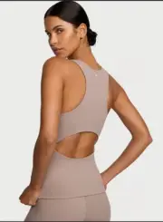NWT Victoria Secret Open Back Activewear Tank Top Beige