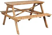 VRAXO Picnic Table 115x115x81 cm Bamboo -20KG,341754