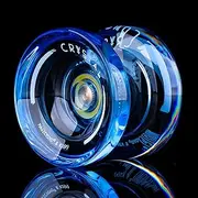 [MAGICYOYO] K2 Responsive Plastic Yoyo for Kids Beginners - Fingerspin Yoyo with Yoyo Glove, Yoyo Bag, 12 Yoyo Strings - Crystal Blue