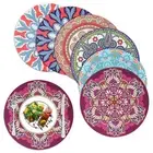 Placemats and Coasters Set of 6, Round Mandala Place Mats 8.6inch, Small Plac...