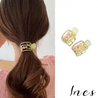 在飛比找momo購物網優惠-【INES】美鑽髮夾 彩釉髮夾 縷空髮夾/韓國設計法式美鑽彩