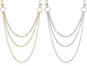 [Generic] 2 Pieces Belt Chains Jeans Chains for Men Women, Alloy Wallet Chain Hip Hop Pants Chain Pocket Chain for Wallet, Jeans Pants Chains