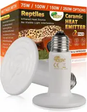 High Efficiency 100W Ceramic Heat Emitters, Pack of 2 Reptile Basking Heat Lamp