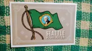 BEAUTIFUL POST CARD STATE FLAG EVERGREEN STATE OF WASHINGTON PACIFIC NORTHWEST