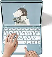 2022 iPad Pro 12.9 inch 6th 5th 4th 3rd Generation Keyboard Case Touchpad Detachable Bluetooth Colour Keyboard Cute Round Key Smart Cover with Pencil Holder (Blue)