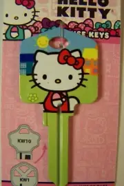 HELLO KITTY Green Kwikset KW1/KW10 House Key Blank
