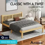 ALFORDSON Bed Frame Wooden Queen Size Solid Pine Timber Base Oak CAMBRIE