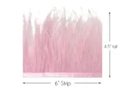 6 Inch Strip - Baby Pink Ostrich Fringe Trim Feather Millinery Carnival Supply