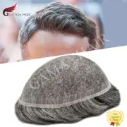 Mens Toupee Hair Replacement System Full French Lace Hairpiece Wig for Men US