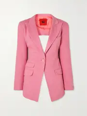 [THEBE MAGUGU] THEBE MAGUGU - Tie-detailed Open-back Wool-twill Blazer - Pink - x small x small Pink