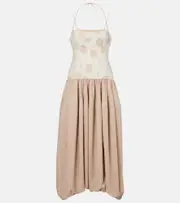 [Simkhai] Simkhai Pfeiffer polka-dot midi dress UK 14 beige