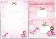 Writing Paper Set for Girls Princess with Unicorn Letter Pad with Envelope for Kids (A5 Pad with 25 Sheets + 15 Envelopes)