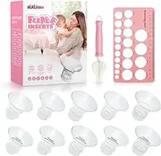 ZÜCÜBéBé Flange Inserts 13/15/17/19/21mm(10PCS) & Nipple Ruler & Cleaning Brush, 3 in 1 Flange Sizing Kit, Silicone Flange Insert Kit for 24mm Most Pumps, Breast Pump Replacement Accessories