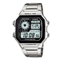 在飛比找蝦皮商城優惠-【CASIO】卡西歐 世界地圖電子錶 10年電力 不鏽鋼錶帶