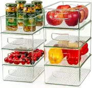 Stackable Organizer Bins Containers 8 Set Straight Sides Plastic Acrylic Clear