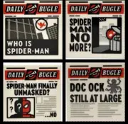 4 x LEGO 2 x 2 Newspaper 'DAILY BUGLE' Decorated Printed Tiles
